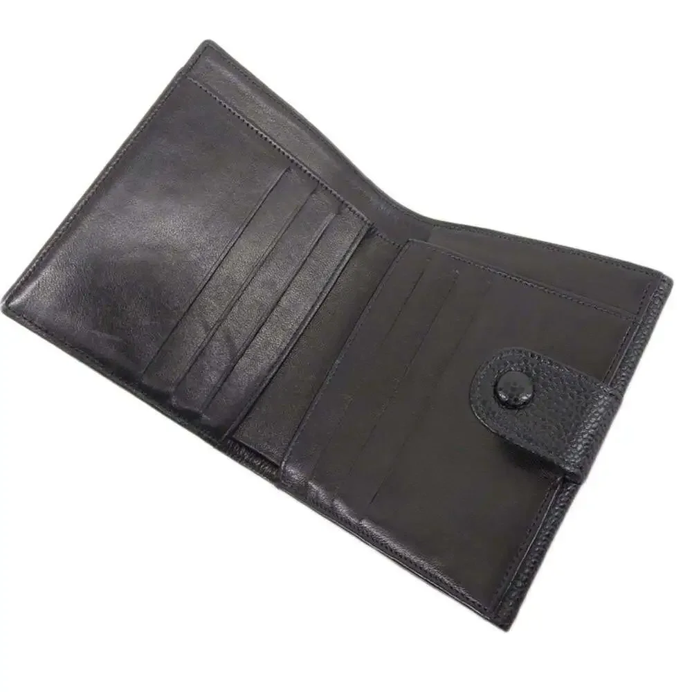 CHANEL Authentic Black Caviar Leather Logo Wallet